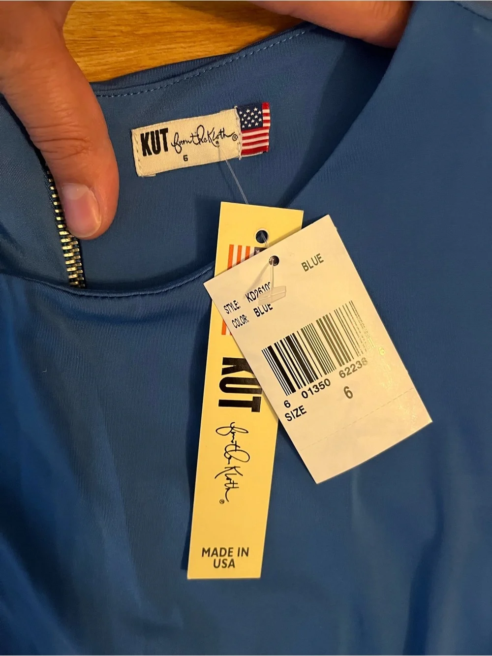 Kut from the Kloth Slate Blue Twist-Front Midi Sheath Dress - Picture 2 of 3
